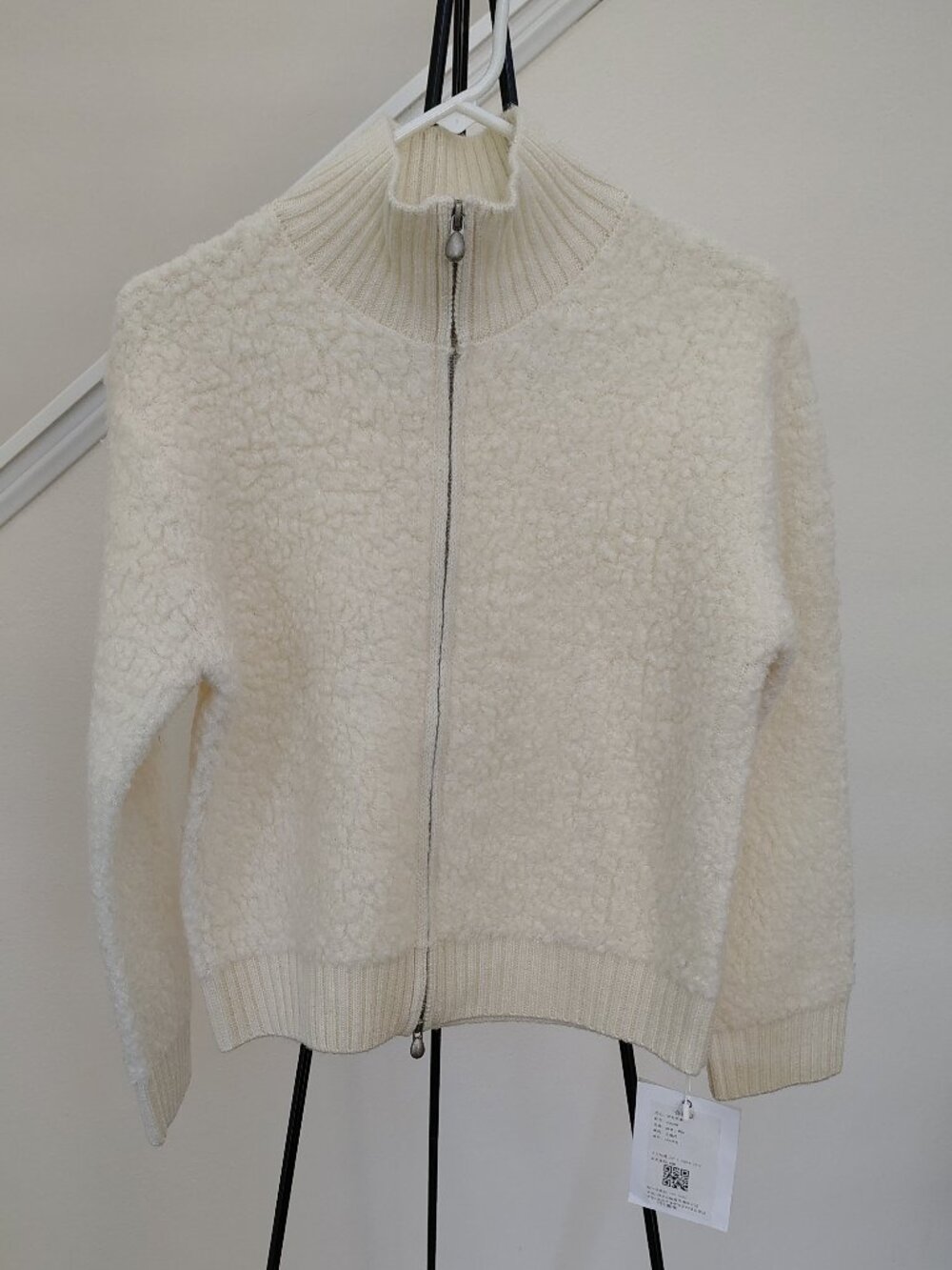 New Boucle Knit Bomber Jacket 100% Wool Sweater